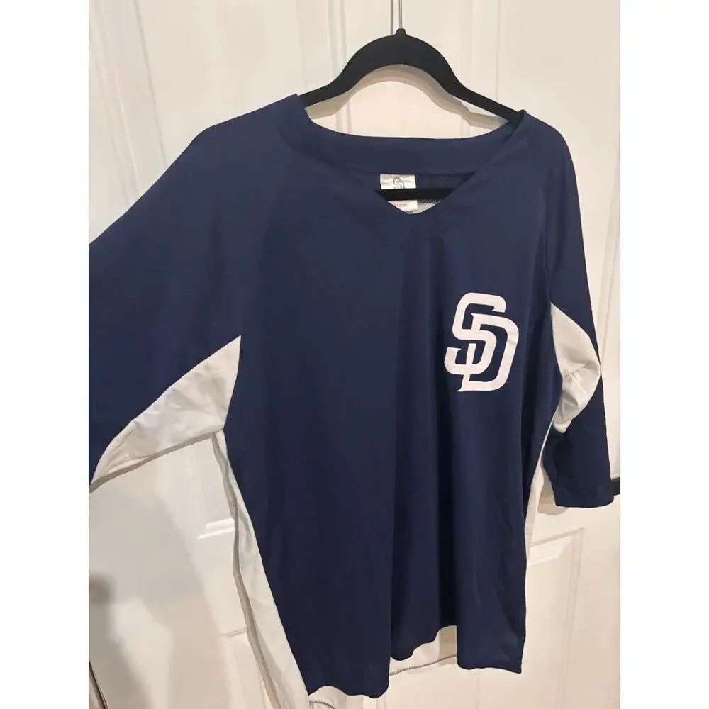 San Diego Padres SGA 3/4 Sleeve Jersey Blue Mens Size XL Adult Giveaway - Picture 4 of 8